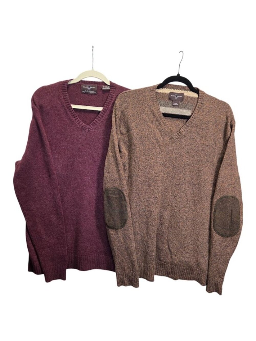 Lot of 2 Black Brown 1826 Lambswool-blend Mens Sweaters Pullovers V-Neck XL